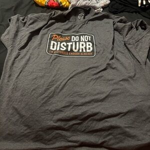 Gray Graphic T-Shirt with Do Not Disturb Print
